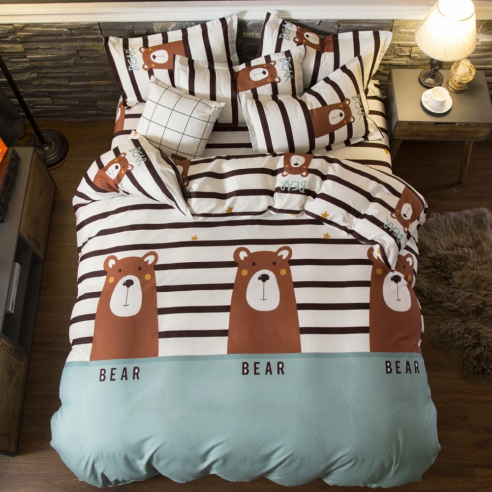 Дропшиппинг 2/3/4 шт. King Размеры комплекты постельного белья с леопардовым принтом включают в себя простыни пододеяльник наволочка с рисунком медведя для маленьких мальчиков gife - Цвет: LEJU20198