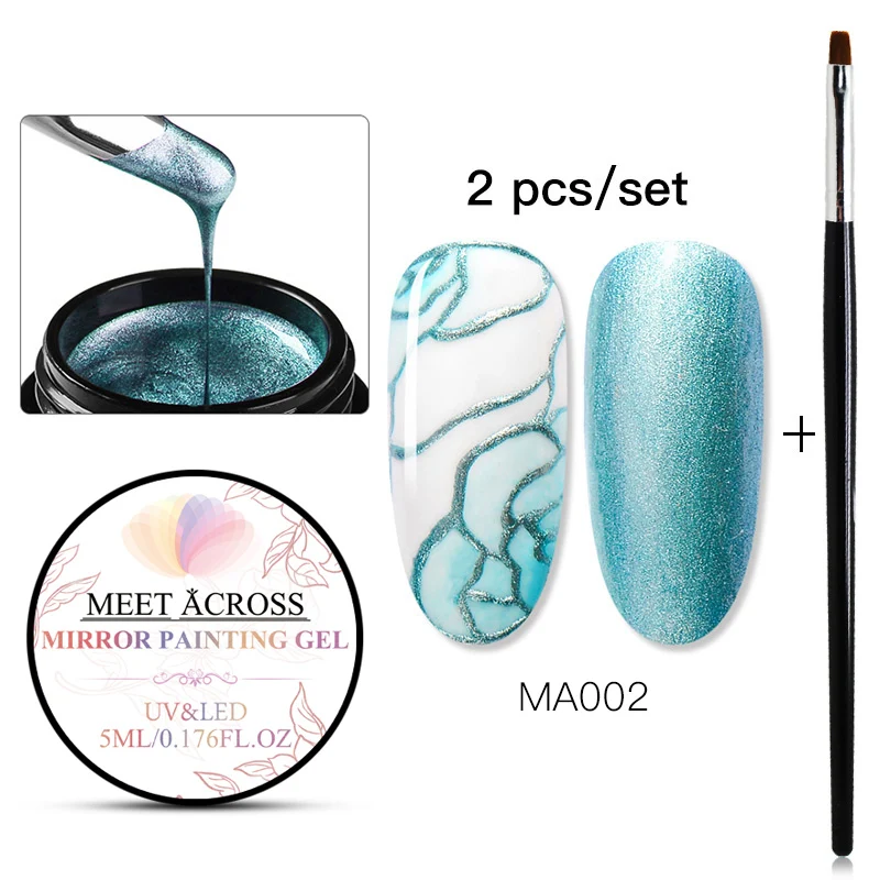 MEET ACROSS 5 мл набор гель лаков для ногтей металлический Зеркальный Блеск УФ