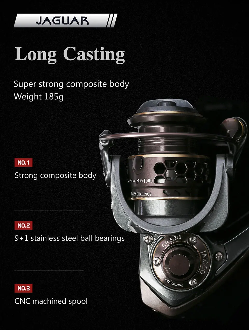 Carretel de Pesca Lula de Água 9 + 1bb Lidar com 2 Tsurinoya Jaguar Fiação Carpa Salgada Metal Carretel Bobina Molinete 1000 2000 10 água salgada metal lidar com 2 carretel bobina molinete molinete
