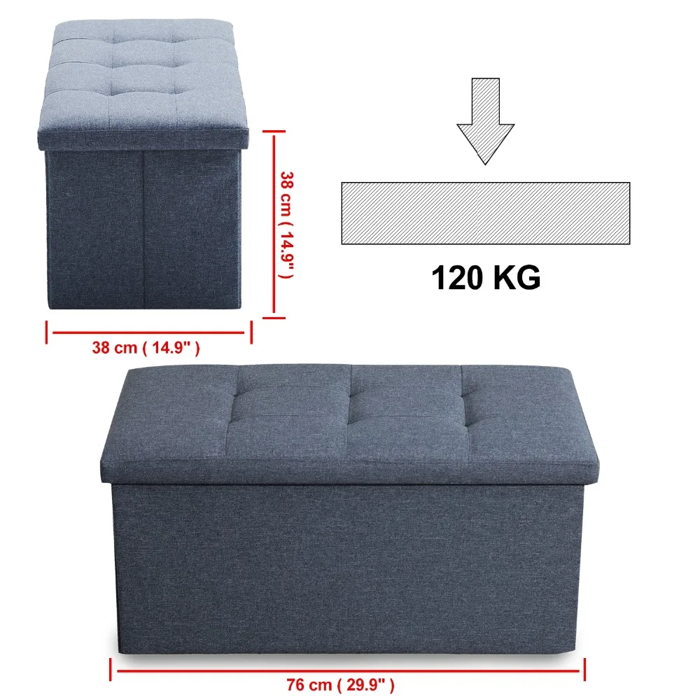 Samincom Classics Foldable Tufted Storage Bench Dark Gray,Light Gray,Beige Ottoman Home Stool 30\ Samincom Classics Foldable Tufted Storage Bench Dark Gray,Light Gray,Beige Ottoman Home Stool 30\