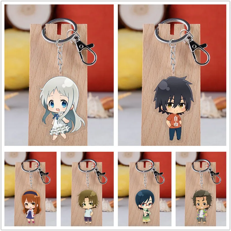 

10 pcs/lot Anime The Flower We Saw That Day Acrylic Keychain Toy Anohana Figure Bag Pendant Double sided Key Ring Gifts