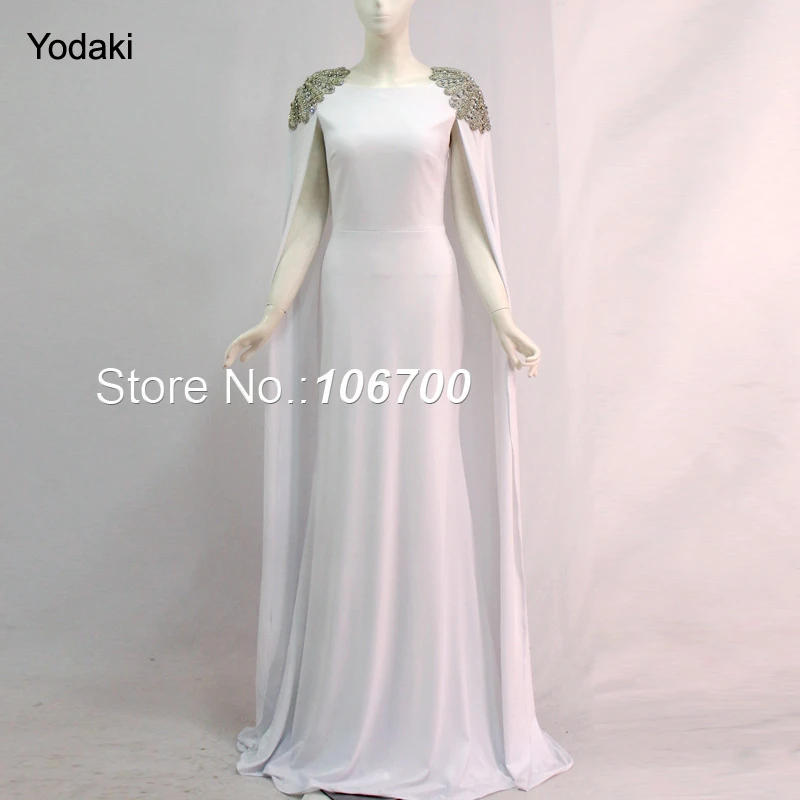 long white cape dress