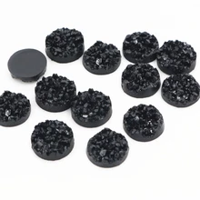 Новая мода 40 шт 12 мм черный цвет натуральный Рудный стиль плоская задняя Смола Кабошоны для браслета серьги accessories-V4-13