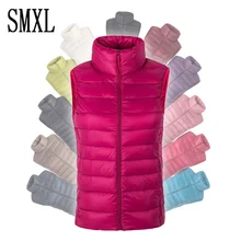 smxl plus size S-4XL 90% white duck down women winter Ultra Light Duck Down sleeveless Jacket waistcoat autumn red black vest