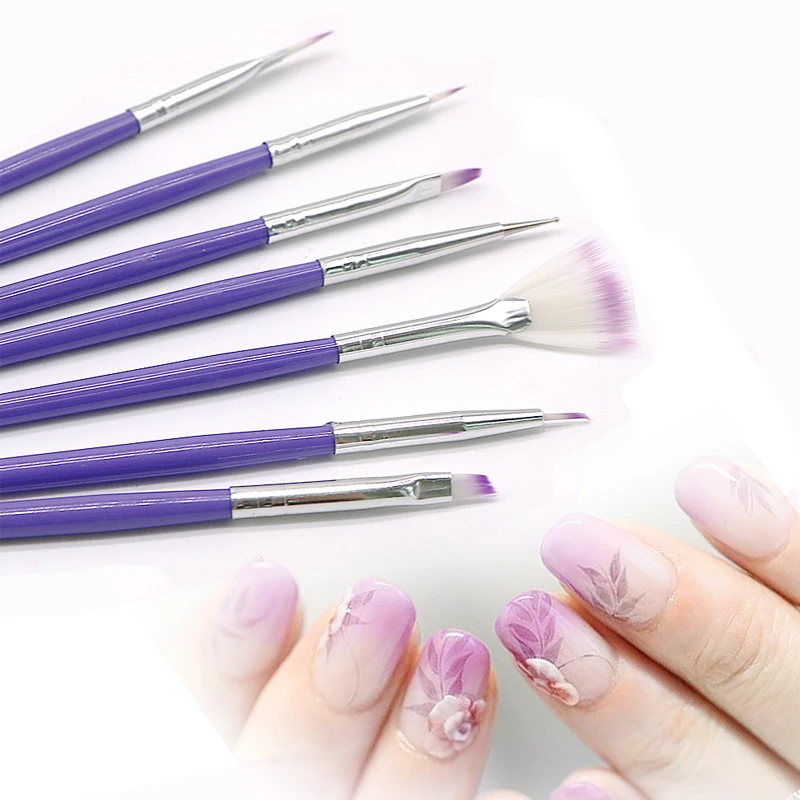7PC/Set Nail Art Polish Painting Draw Pen Brushes UV Gel Cosmetic