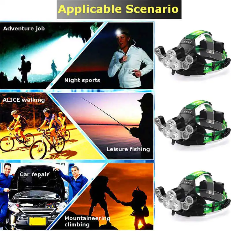 LED Rechargeable Headlight Torch T6 Headlamp Head Light Lamp USB 18650 powerful led flashlight rechargeable torch T6 #4A30 (13)