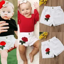 Летние повседневные хлопковые шорты с объемным цветком и розой для маленьких девочек; короткие шорты; одежда