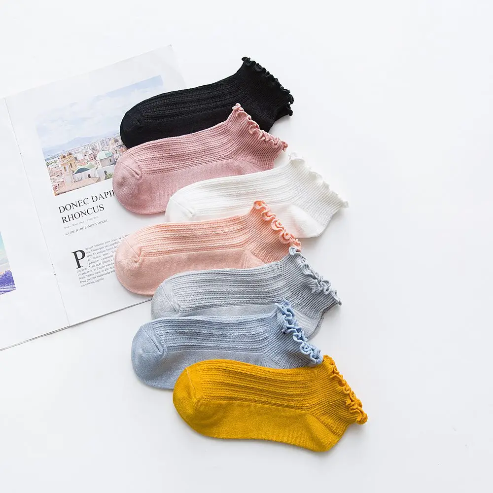 Летние женские хлопковые короткие дышащие носки, милые носки, одноцветные женские носки, Harajuku Sox Mujer Meias