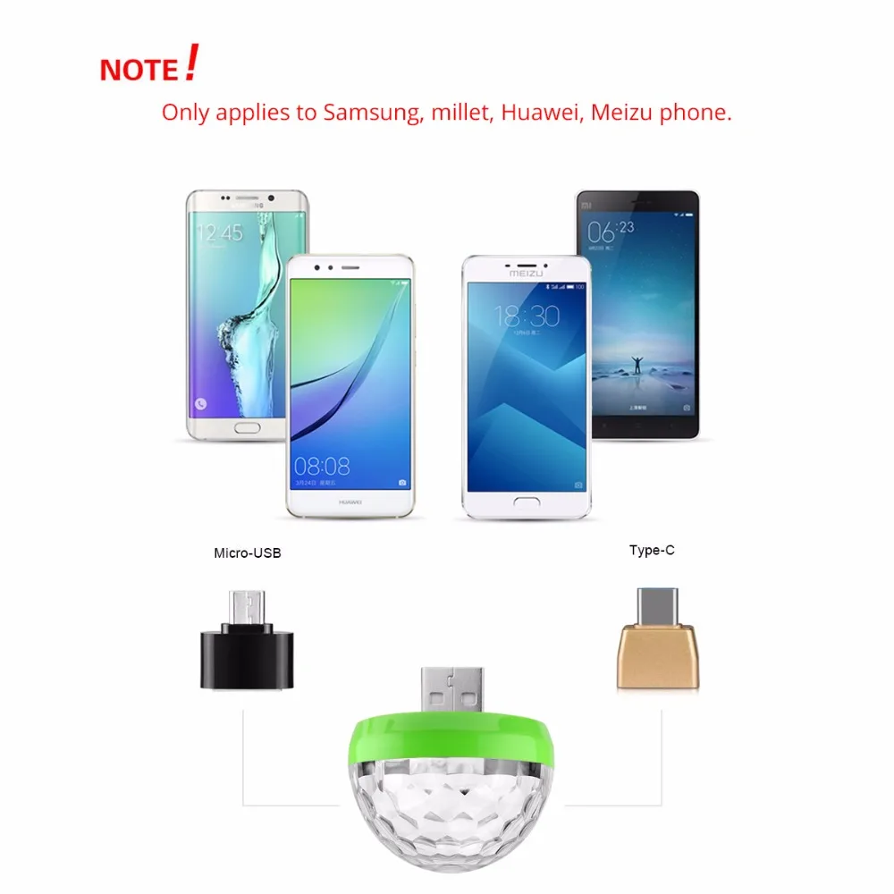 Тип c Micro USB 4 Вт RGB Светодиодная лампа DC 5 в музыкальное управление звуком LED