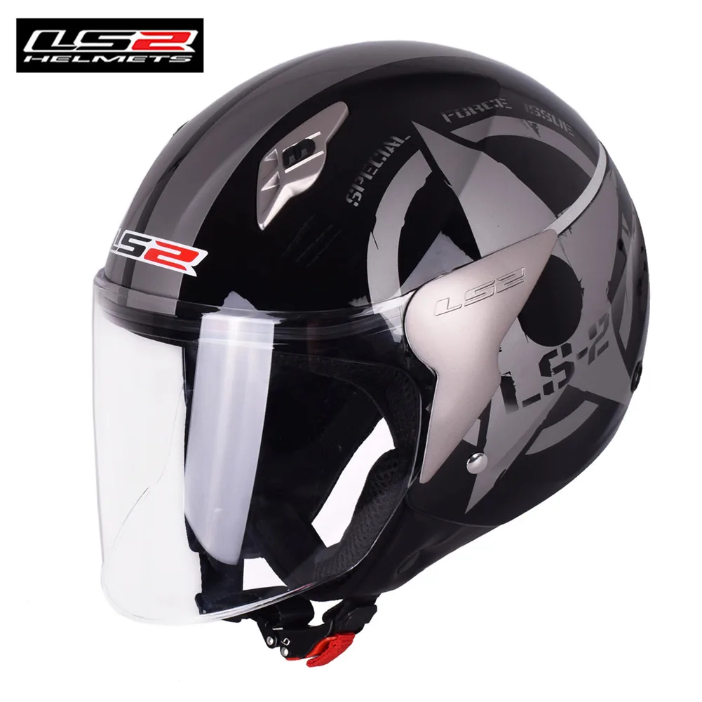 LS2 мотоциклетный шлем 3/4 с открытым лицом Casco Moto Capacetes de Motociclista скутер реактивный шлем мотоциклетный шлем каск - Цвет: Black Stars