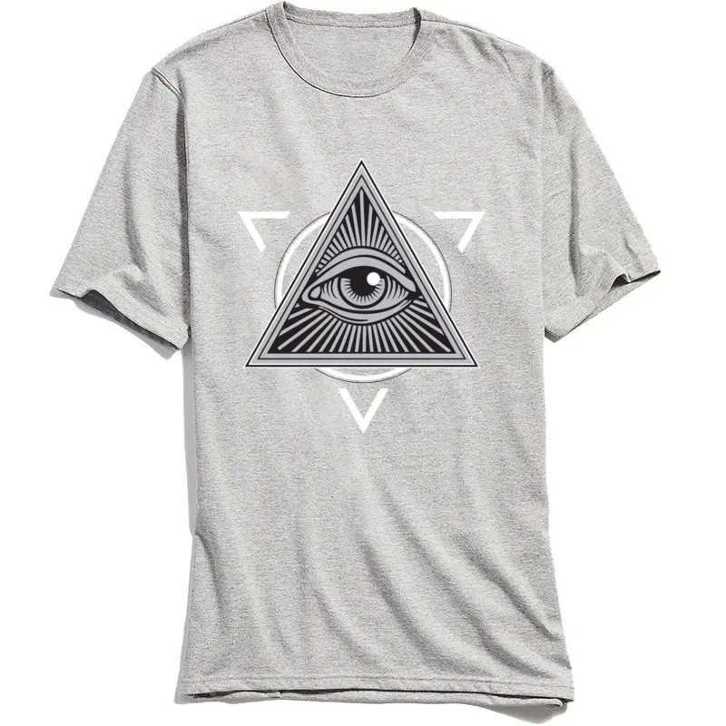 

All Seeing Eye T Shirt Men Print TShirt Male Top T-shirts 2018 Discount Summer/Autumn O-Neck 100% Cotton Tees Geometric Grey