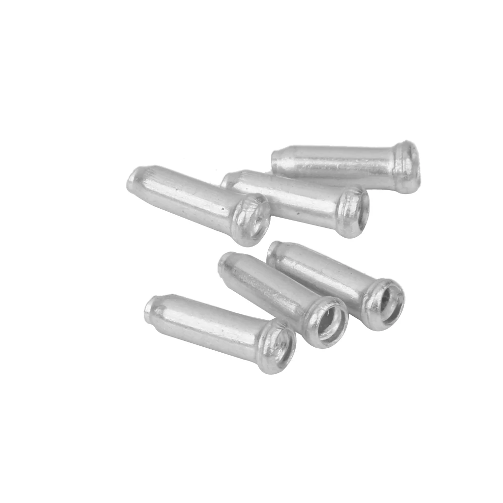 100pcs Bicycle MTB Bike Shifter Brake Cable Tips Caps End Crimp Silver Wire End Cap Fits for Brake Shift Derailleur Inner Cable