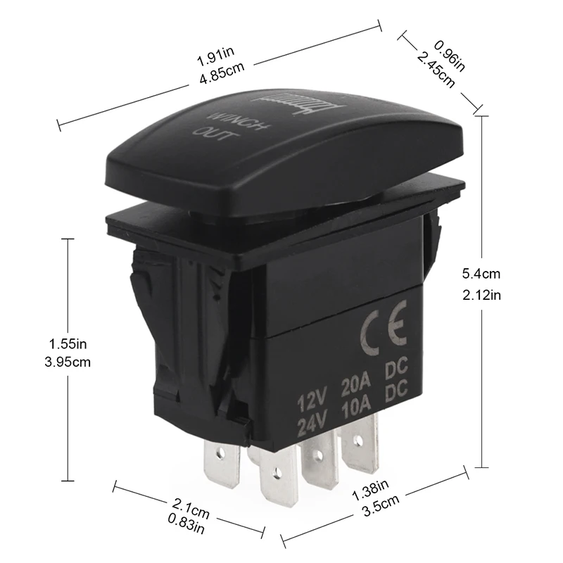 12V 24V лебедка Лебедка/кулисный переключатель(ON)-OFF-(ON) 7-контактный лазерными синими однократно перекидной переключатель синей ламповой