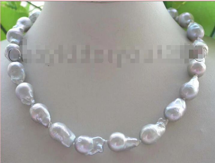 

17.5" Natural 20mm Gray Reborn Keshi Pearl Necklace 14KGP #f1465!