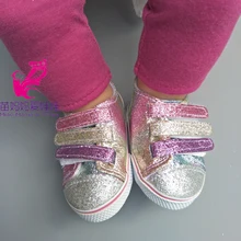 Sequins 7cm Shoes Fits 18 inch Doll 43CM zapf baby born Dolls sneacker Reborn Baby Doll