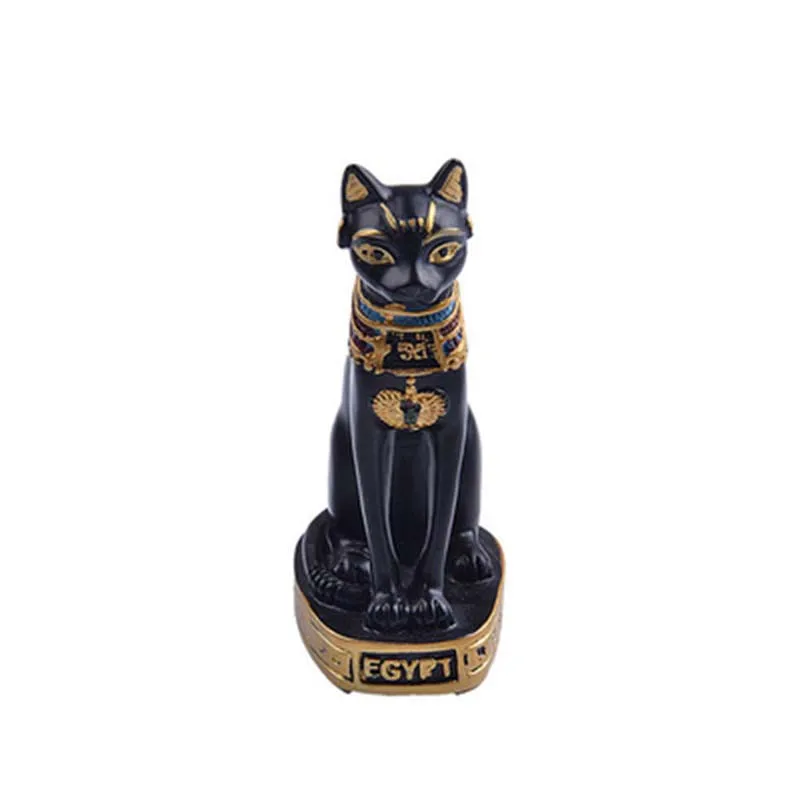 Vintage Egypt Cat God Statue Resin Figurines Collectible Crafts Cat Decor Ornaments Accessories for Home background Miniatures2