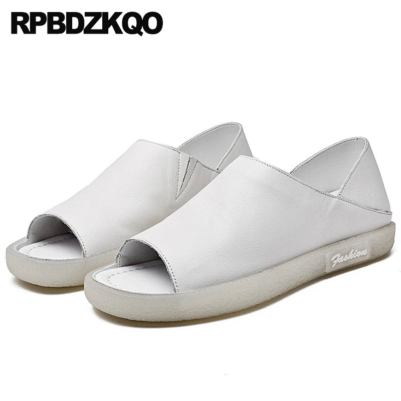 

flats peep toe designer shoes women luxury 2019 high quality china chinese sandals ladies genuine leather white slip on slippers