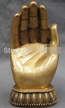 

Fast shipping 7'' China Bronze Buddha hand hand-made Bronze Statue