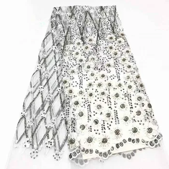 

Nigerian Lace Fabrics aso ebi 2018 African French Lace Fabric High Quality 3D Lace +Sequins New 3D African Lace Applique H1386