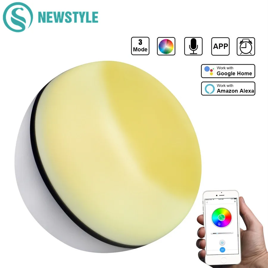 Смарт WiFi настольная лампа LED RGB ночник с регулируемой яркостью круглый детский