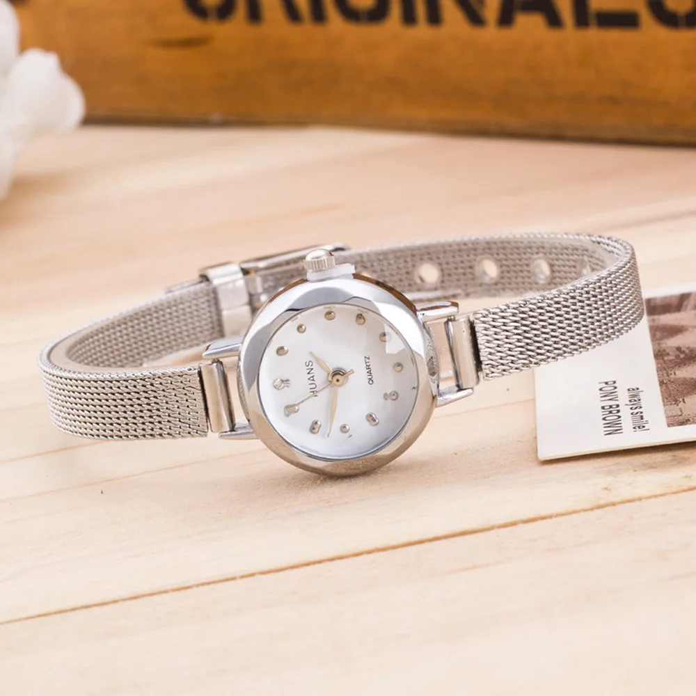 Женские кварцевые часы с маленьким Круглым Циферблатом из нержавеющей стали с плетеным сетчатым ремешком, простые повседневные женские наручные часы Relogio Feminino A8302