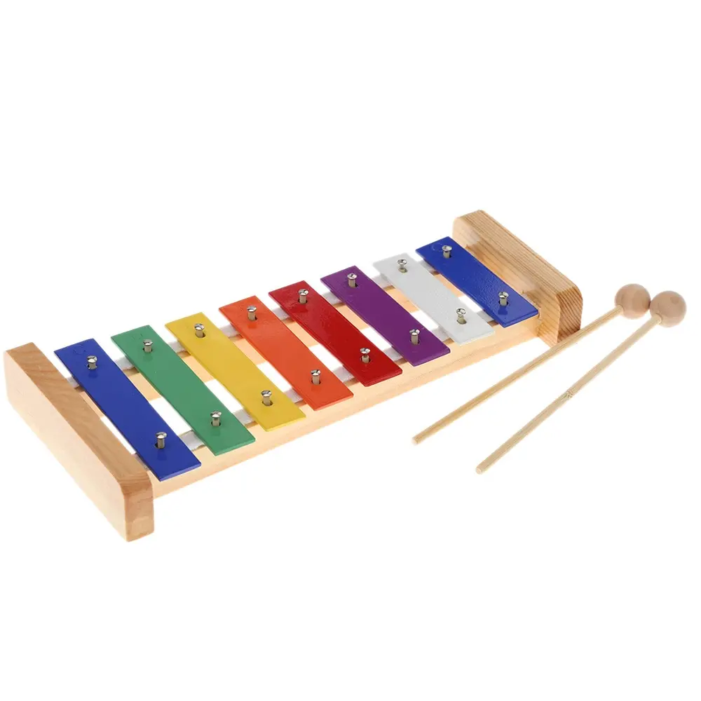 

Wood Pine Xylophone 8-Note 3mm Colorful Aluminum Plate C Key Percussion Toddle Kid Musical Toy