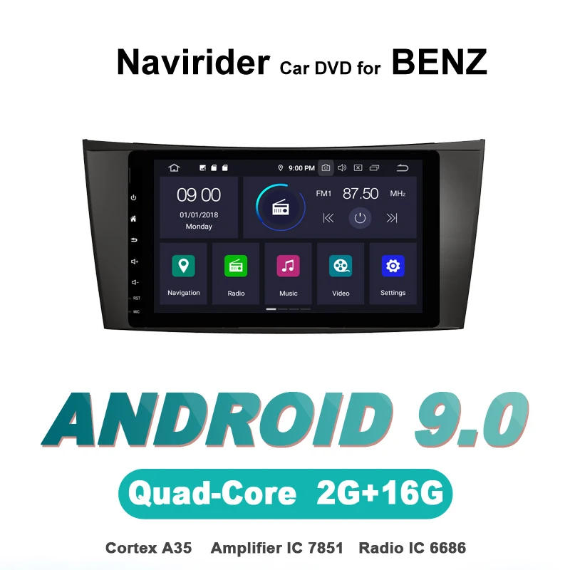 

Navirider autoradio gps navigation android 9.0 car radio Player for Benz E W211 W463 CLS W219 bluetooth stereo auto accessories