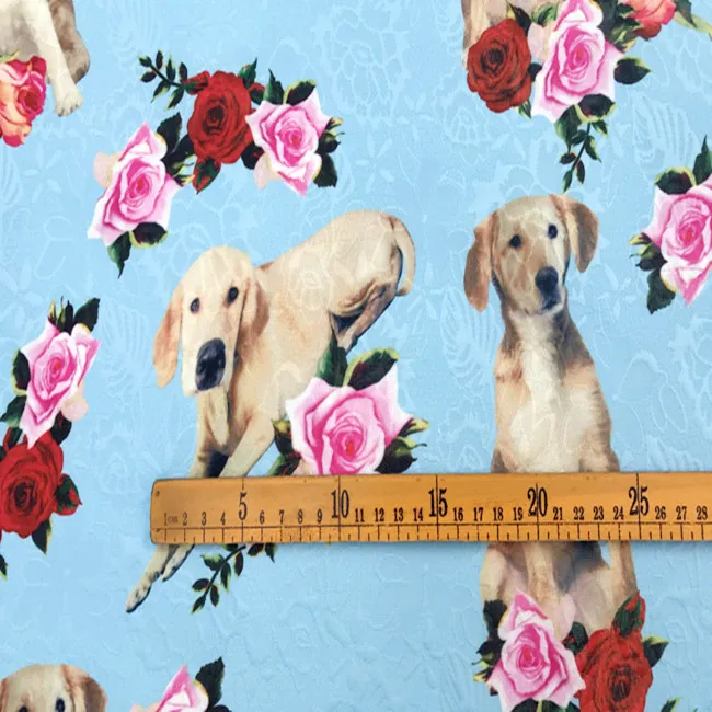 

Sicily Rose Labrador Dog Blue Embossed Jacquard Fabric for Woman Girl Spring Autumn Dresses Coats Jackets Pants Sewing DIY-AF576