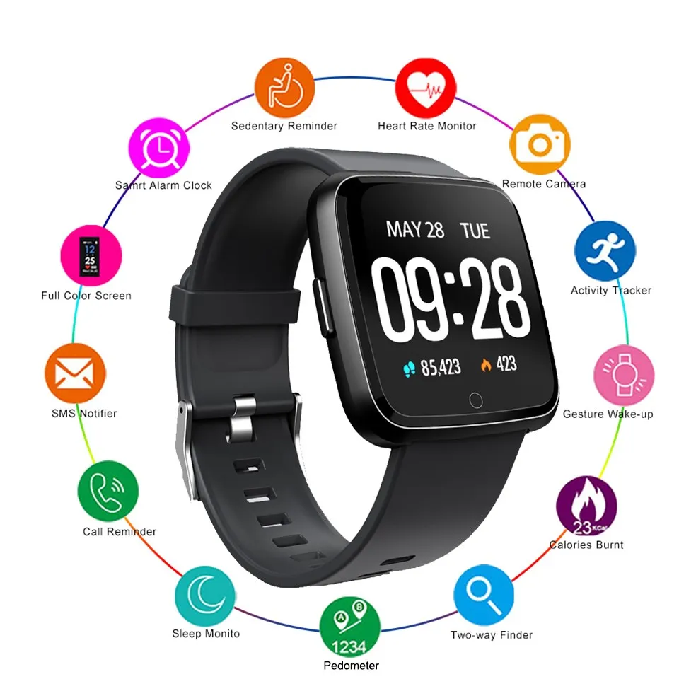 Smartwatch Y7/Y5/Y1/Y2/Y6 сердечного ритма крови Давление монитор BT4.0 Водонепроницаемый
