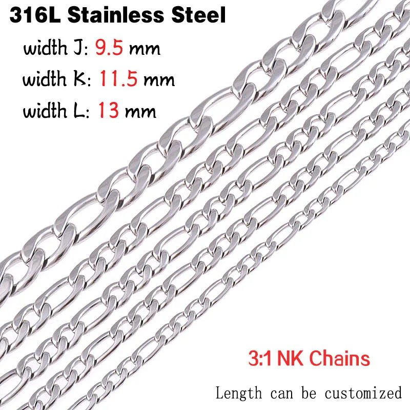 

New fashion men 9.5/11.5/13mm wide big silver cuban link chain necklaces 316L stainless steel necklace fancy jewelry SNK303