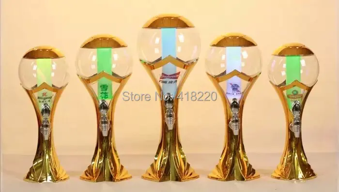 

2019 Gold trophy new football beer tower beer dispenser cerveja torre distribuidor de cerveja Cerveja Brasil O Mundial 3 liters