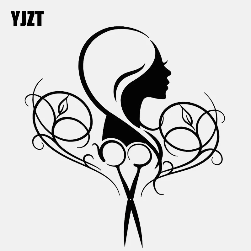

YJZT 14.1CM*15.5CM High Quality Beauty Hair Salon Scissors Vinyl Car Sticker C22-0210
