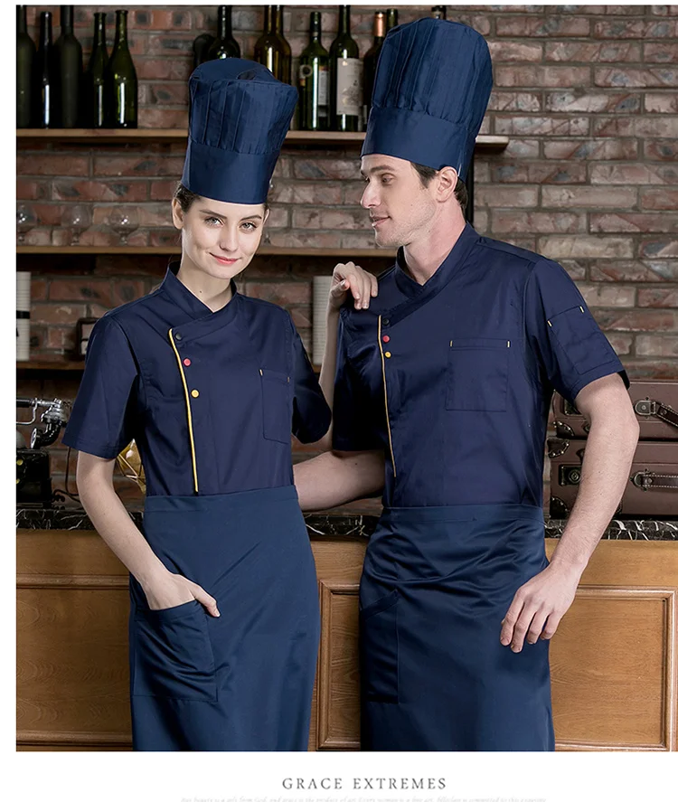 2019 модная полосатая Куртка поварская Короткие рукава форма офицантки профессиональная одежда летняя кухня Зебра элемент рубашки в стиле
