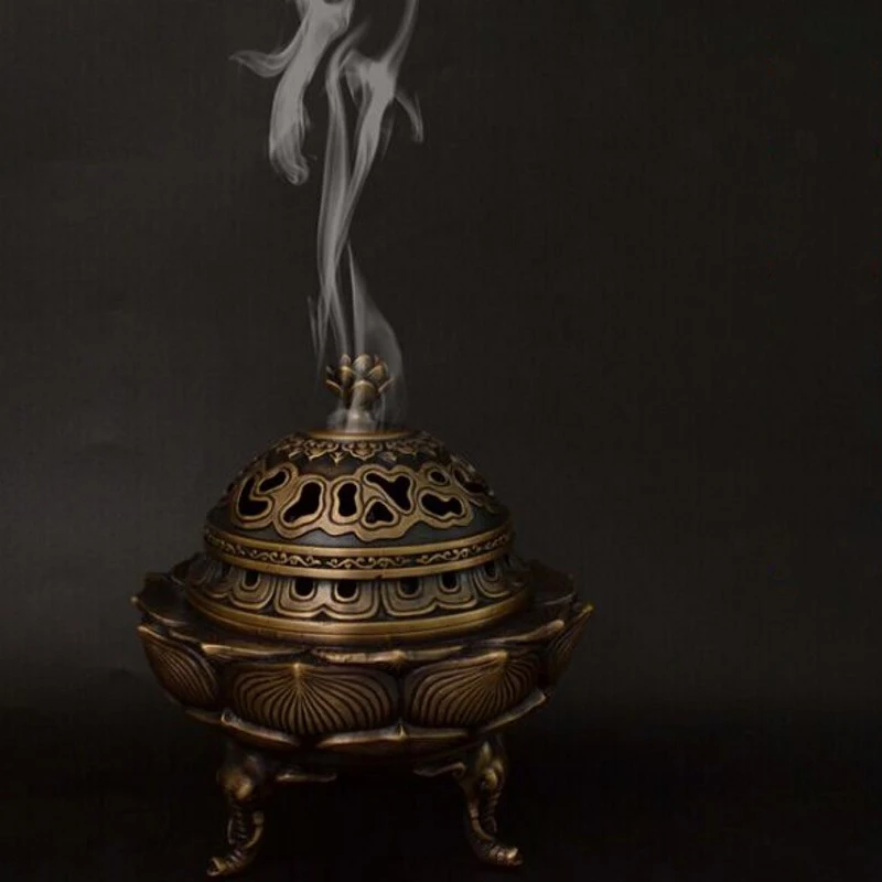 

Archaizing Lotus Figure, Natual Copper Incense Burner, Size: 11.5x11.5x13.7cm, Buddha Supply, Buddha-Worship Or Daily Use