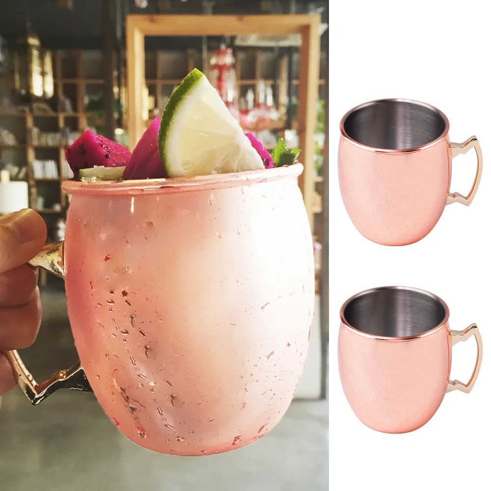 Image 2Pcs Copper Plating Moscow Mule Style Cups 530ml Mug for Chilled Beer Iced Coffee Tea Vodka Gin Rum Tequila Whiskey Mixed Drinks