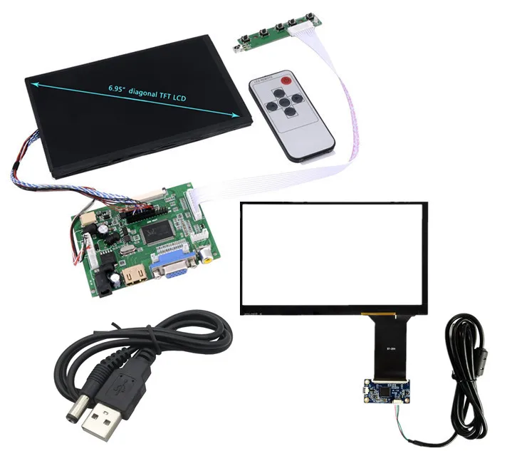 7 дюймовый IPS ЖК экран HD 1280*800 с емкостной сенсорной панелью HDMI + VGA 2AV плата драйвера