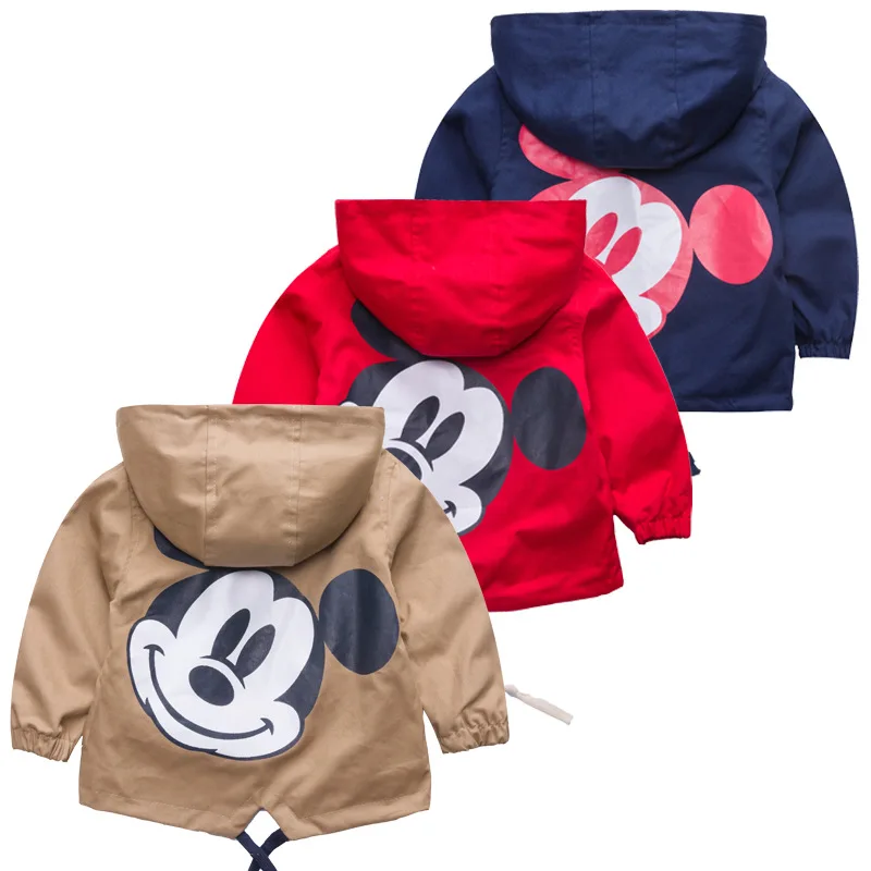 

New Boys Girls Jackets For Children Hooded Cute Mickey Windbreaker Kids Coats Baby Clothes Spring Outerwear Clothing