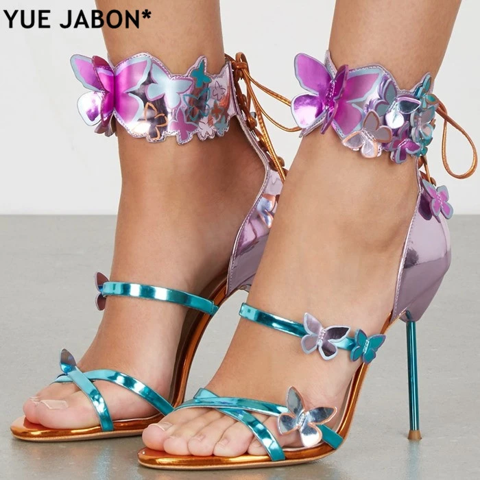 butterfly lace up heels