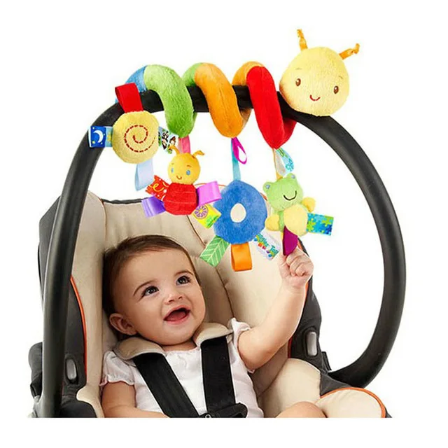 Развивающие игрушки для малышей Детские плюшевые животные погремушка Мобильная детская коляска кровать кроватка спиральные Висячие Игрушки для детей от 0 до 12 месяцев - Цвет: E00800