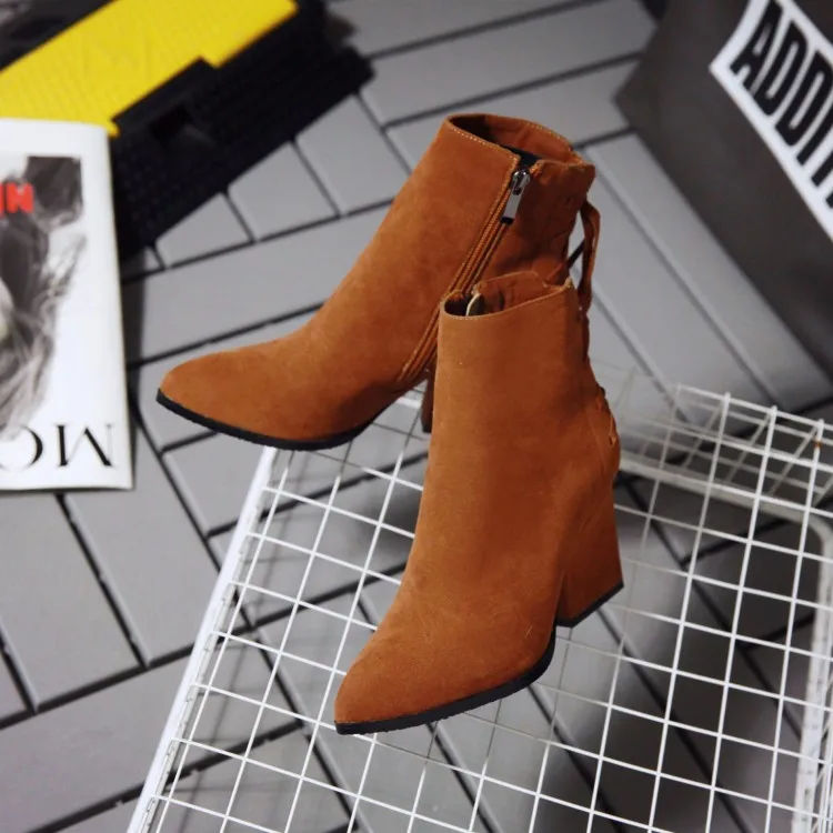 

Big Size 9 10 11 12 boots women shoes ankle boots for women ladies boots Cross strap after fringe