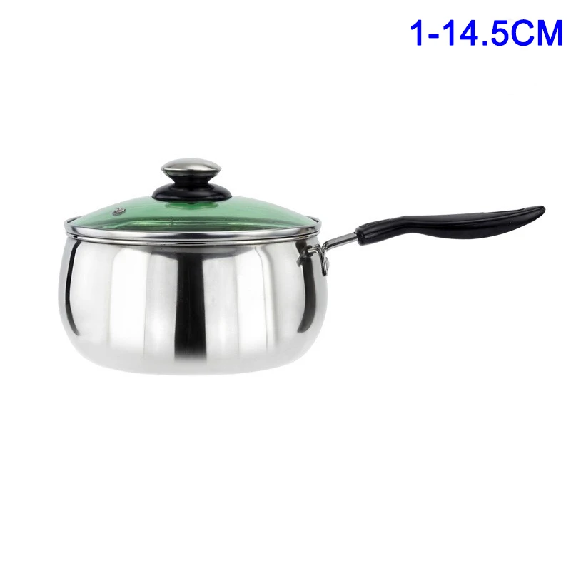 1 Pcs Stainless Steel Cook Pot Stockpot with Lid Milk Saucepan Cookware KM88 - Цвет: Style1-14.5CM