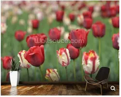 Пользовательские цветочные обои, тюльпан, естественно росписи для спальни Ресторан отеля KTV фоне обоев Papel де Parede