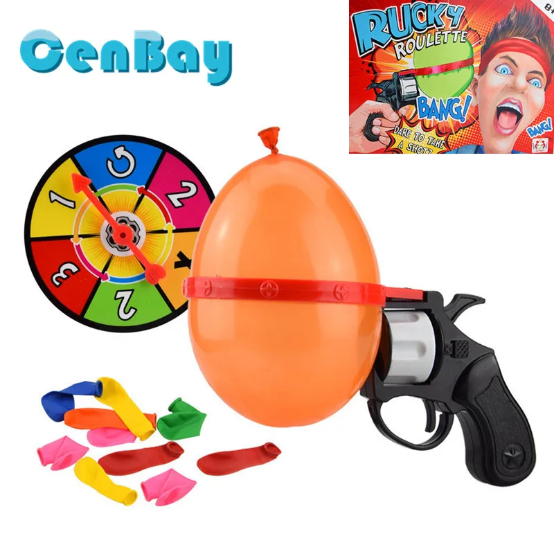 

Funny Tricky Gun Toy Russian Roulette Model Balloon Gun Interactive Toys Lucky Roulette Party Game for Adults & Kids Family Game