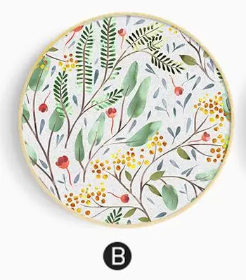Billig Nordic Wohnkultur Blume Leinwand Malerei Öl Malerei Wand Bilder Für Wohnzimmer Runde Poster Cuadros Decoracion Mit Rahmen