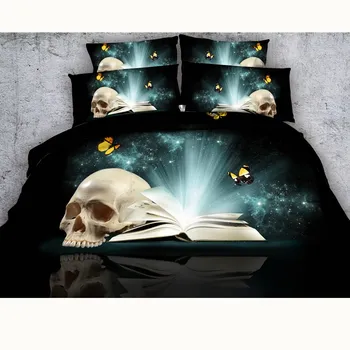 

3D Digital Printing Skull Bedding Set Comforter Cover Day The Dead Sugar Skull Duvet Cover book butterfly Fashion Home Textiles