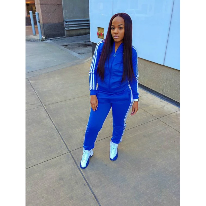 Men/Women Side Stripe Tracksuits New Gyms Set Spring Autumn 2 Piece Zipper Hoodies+pants Casual Track Suit Sportswear Sweatsuits