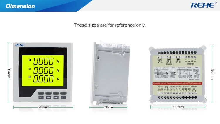 REHE RH-3D3YS 96*96 мм ЖК-дисплей Интеллектуальный Compteur Multifonction промышленный прибор измеритель измерения тока