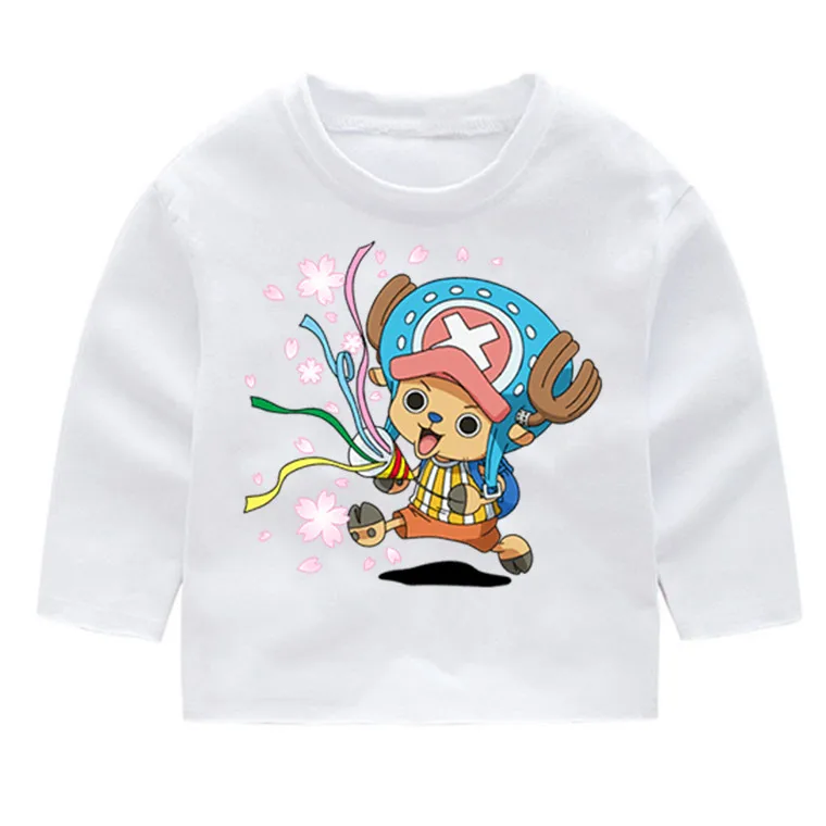 Модные хлопковые футболки с длинными рукавами принтом Tony Chopper детские топы