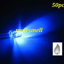 50 шт. 3 мм синий светильник в форме свечи мерцающий ультра яркий Мерцающий СВЕТОДИОДНЫЙ светодиодный s 3 мм прозрачный синий светодиодный светильник в форме свечи