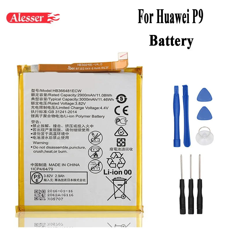 

Alesser For Huawei P9 Honor 8 Lite P10 Lite Battery HB366481ECW Replacement For Huawei P10 lite Ascend P9 Lite G9 honor 8 5C G9